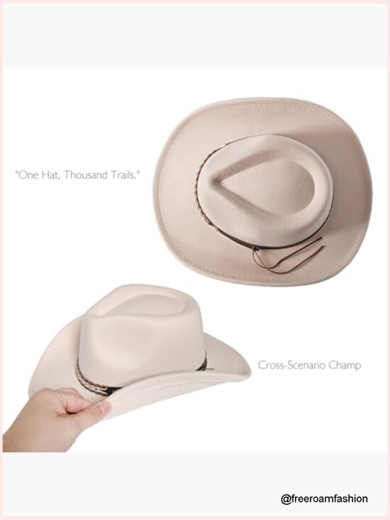 Vintage Wide Brim Cowgirl Fedora Hat with Adjustable Strap main image 7